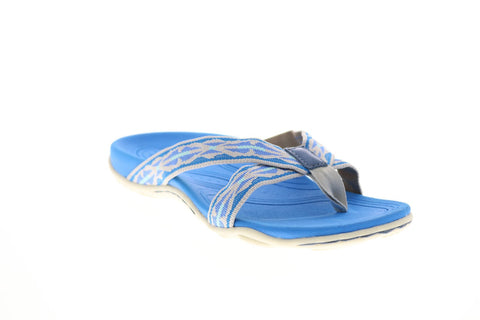 Earth Inc. Malia Womens Blue Canvas Slip On Flip-Flops Sandals Shoes