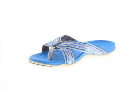 Earth Inc. Malia Womens Blue Canvas Slip On Flip-Flops Sandals Shoes