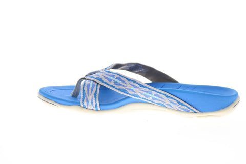 Earth Inc. Malia Womens Blue Canvas Slip On Flip-Flops Sandals Shoes