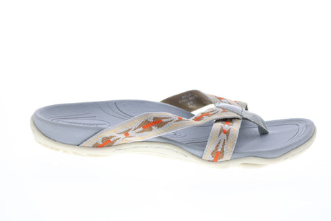 Earth Inc. Malia Womens Beige Canvas Slip On Flip-Flops Sandals Shoes