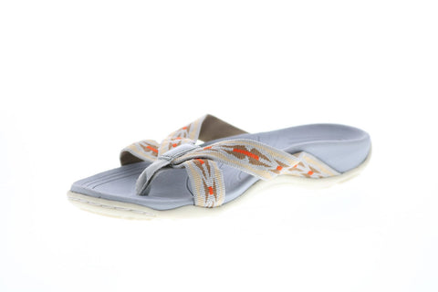 Earth Inc. Malia Womens Beige Canvas Slip On Flip-Flops Sandals Shoes