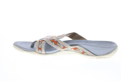 Earth Inc. Malia Womens Beige Canvas Slip On Flip-Flops Sandals Shoes