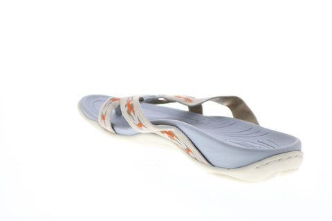 Earth Inc. Malia Womens Beige Canvas Slip On Flip-Flops Sandals Shoes