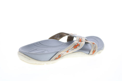 Earth Inc. Malia Womens Beige Canvas Slip On Flip-Flops Sandals Shoes