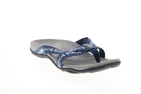 Earth Inc. Malia Womens Blue Canvas Slip On Flip-Flops Sandals Shoes