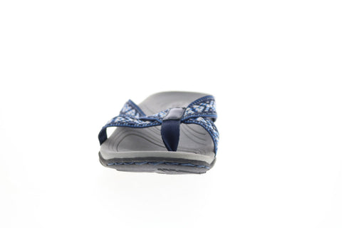 Earth Inc. Malia Womens Blue Canvas Slip On Flip-Flops Sandals Shoes