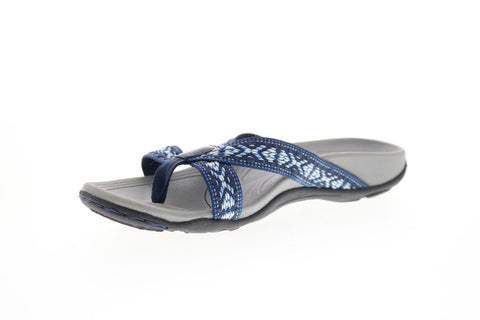 Earth Inc. Malia Womens Blue Canvas Slip On Flip-Flops Sandals Shoes