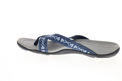 Earth Inc. Malia Womens Blue Canvas Slip On Flip-Flops Sandals Shoes