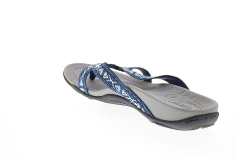 Earth Inc. Malia Womens Blue Canvas Slip On Flip-Flops Sandals Shoes