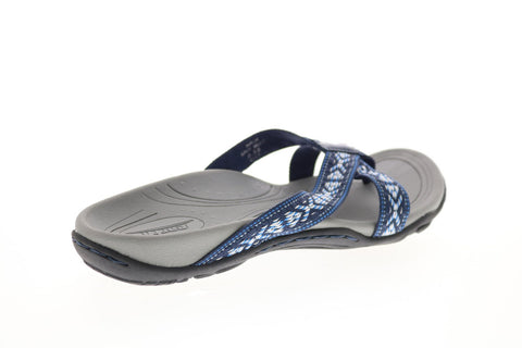 Earth Inc. Malia Womens Blue Canvas Slip On Flip-Flops Sandals Shoes