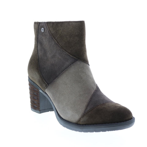 Earth Inc. Malta Multi Short Womens Green Suede Zipper Ankle & Booties Boots