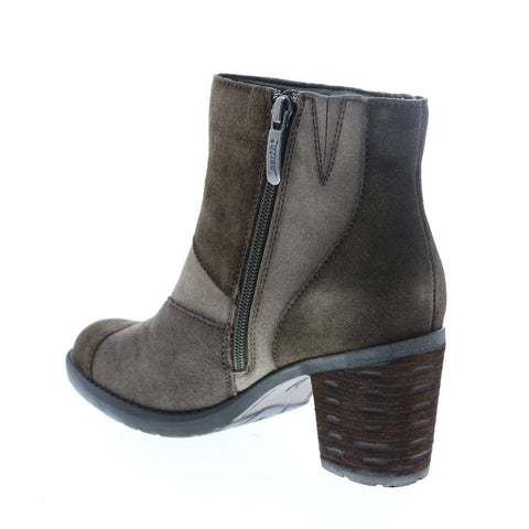 Earth Inc. Malta Multi Short Womens Green Suede Zipper Ankle & Booties Boots