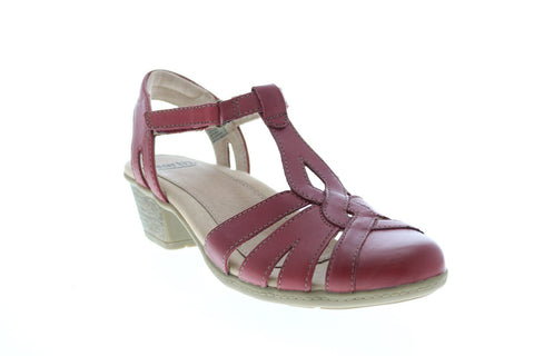 Earth Inc. Marietta Capella Leather Womens Red Leather Strap Heels Shoes