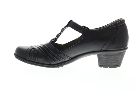 Earth Inc. Marietta Stellar Leather Womens Black Leather Mary Jane Flats Shoes