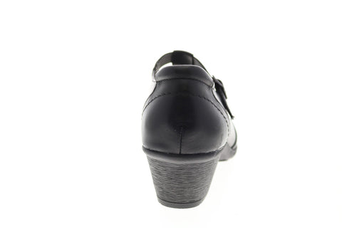 Earth Inc. Marietta Stellar Leather Womens Black Leather Mary Jane Flats Shoes