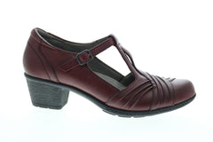 Earth Inc. Marietta Stellar Leather Womens Burgundy Leather Mary Jane Flats Shoes
