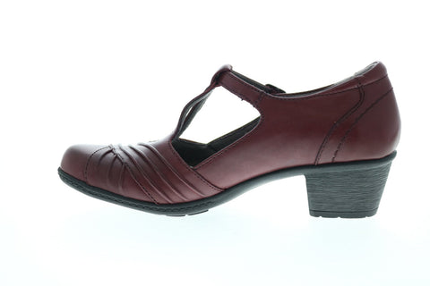 Earth Inc. Marietta Stellar Leather Womens Burgundy Leather Mary Jane Flats Shoes