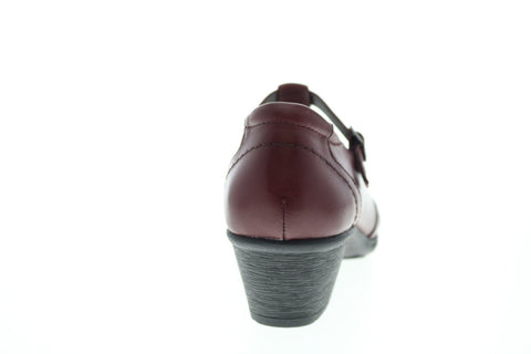 Earth Inc. Marietta Stellar Leather Womens Burgundy Leather Mary Jane Flats Shoes