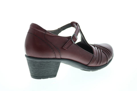 Earth Inc. Marietta Stellar Leather Womens Burgundy Leather Mary Jane Flats Shoes