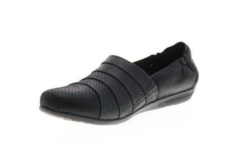 Earth Inc. Marsala Womens Black Leather Slip On Loafer Flats Shoes