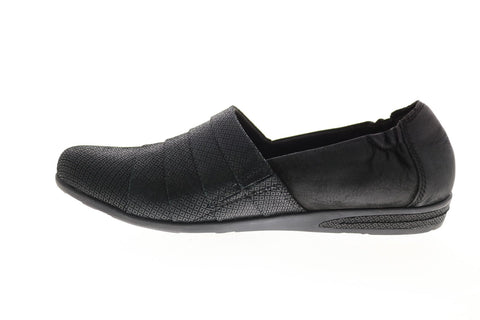 Earth Inc. Marsala Womens Black Leather Slip On Loafer Flats Shoes