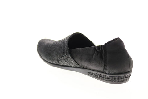 Earth Inc. Marsala Womens Black Leather Slip On Loafer Flats Shoes