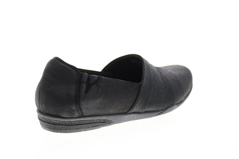 Earth Marsala Womens Black Leather Slip On Loafer Flats Shoes