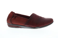 Earth Marsala Womens Burgundy Leather Slip On Loafer Flats Shoes