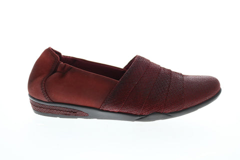 Earth Inc. Marsala Womens Burgundy Leather Slip On Loafer Flats Shoes