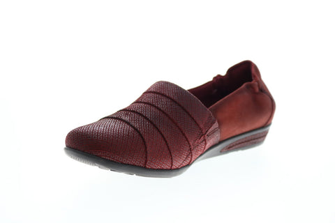 Earth Inc. Marsala Womens Burgundy Leather Slip On Loafer Flats Shoes