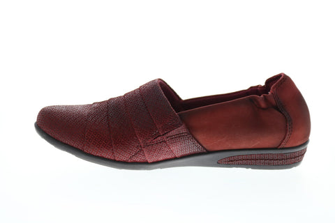 Earth Marsala Womens Burgundy Leather Slip On Loafer Flats Shoes