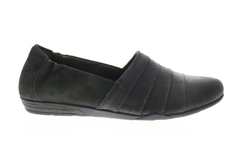 Earth Inc. Marsala Womens Gray Leather Slip On Loafer Flats Shoes