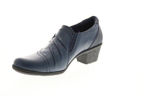 Earth Origins Marietta Mavis Womens Blue Leather Slip On Mules Heels Shoes