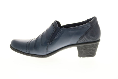 Earth Origins Marietta Mavis Womens Blue Leather Slip On Mules Heels Shoes