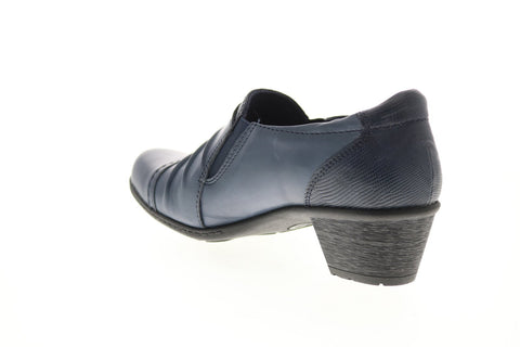 Earth Origins Marietta Mavis Womens Blue Leather Slip On Mules Heels Shoes