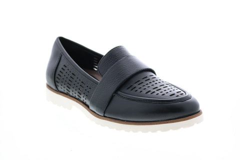 Earth Inc. Masio Penny Womens Black Leather Slip On Loafer Flats Shoes