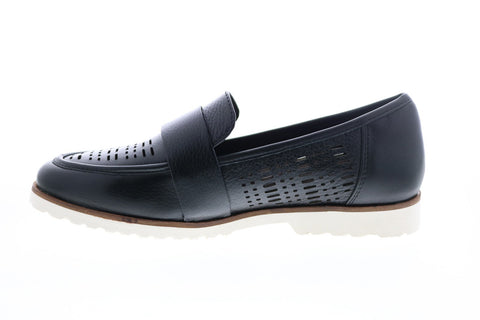 Earth Inc. Masio Penny Womens Black Leather Slip On Loafer Flats Shoes
