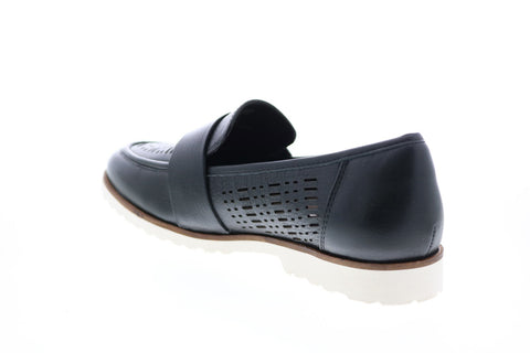 Earth Inc. Masio Penny Womens Black Leather Slip On Loafer Flats Shoes