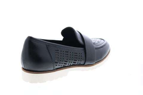 Earth Inc. Masio Penny Womens Black Leather Slip On Loafer Flats Shoes