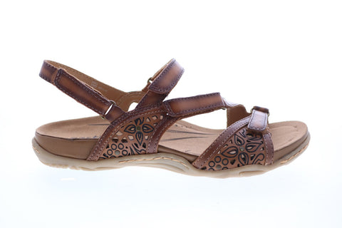 Earth Inc. Maui Four Strap Womens Brown Leather Strap Slingback Sandals Shoes