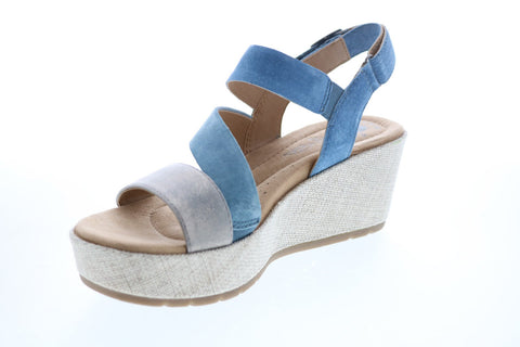 Earth Origins Maxine Womens Blue Suede Strap Wedges Heels Shoes
