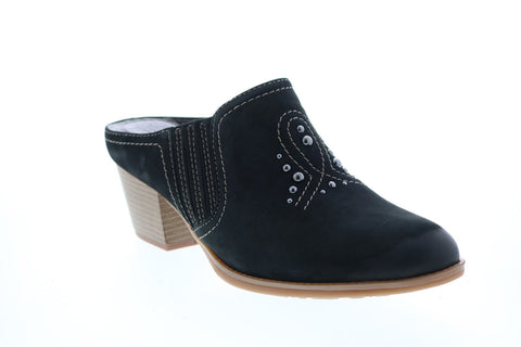 Earth Inc. Mendon Buck Womens Black Suede Slip On Mules Heels Shoes