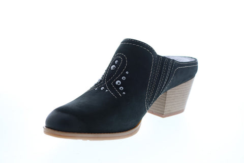 Earth Inc. Mendon Buck Womens Black Suede Slip On Mules Heels Shoes