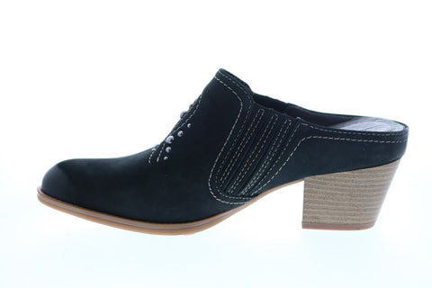 Earth Inc. Mendon Buck Womens Black Suede Slip On Mules Heels Shoes