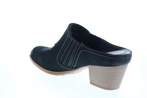 Earth Inc. Mendon Buck Womens Black Suede Slip On Mules Heels Shoes