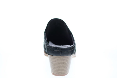 Earth Inc. Mendon Buck Womens Black Suede Slip On Mules Heels Shoes