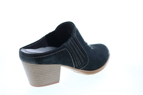 Earth Inc. Mendon Buck Womens Black Suede Slip On Mules Heels Shoes