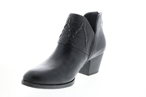 Earth Inc. Merlin Short Womens Black Leather Zipper Ankle & Booties Boots