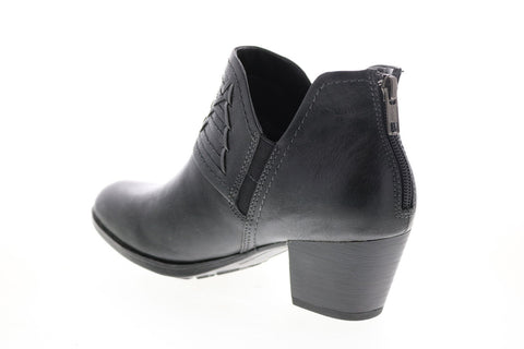 Earth Inc. Merlin Short Womens Black Leather Zipper Ankle & Booties Boots