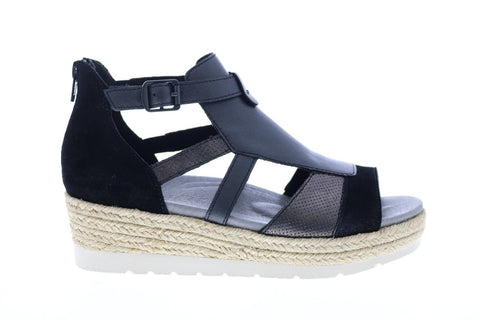 Earth Inc. Modena Jasmine Suede Womens Black Suede Strap Flats Shoes
